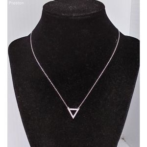Sterling Silver Necklace with Pave Triangle Pendant